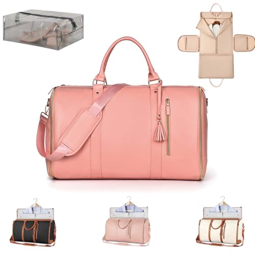 Luxemega Bag, 50L Capacity Luxemega Travel Bag, Luxemega Travel Bags for Women, Luhxe Travel Bag Garment Bag, Convertible Garment Duffel Bag (Pink)