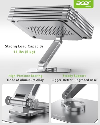 Image of acer Adjustable Laptop Stand for Desk, Laptop Riser with 360 Rotating Base, Ergonomic Foldable Computer Holder Compatible with MacBook Pro Air, Tablet, All Notebooks 10-16 inch