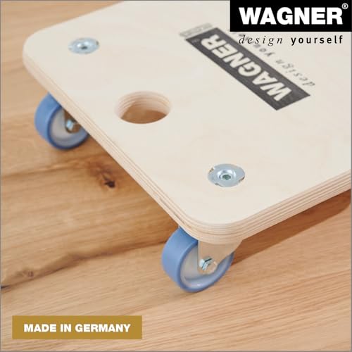 WAGNER Transportroller Transporthilfe I Möbelroller aus Schichtholz 29 x 29 x 8,5 cm, Tragkraft 250 kg I Möbelhund für Umzüge I Rollbrett für Möbel I softe Rollen & Aufhängeloch I FSC® I Made in DE