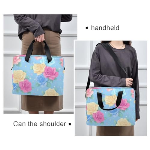 Maletín para portátil diseño flores azul rosa amarillo 13-15.6 pulg miniatura 2