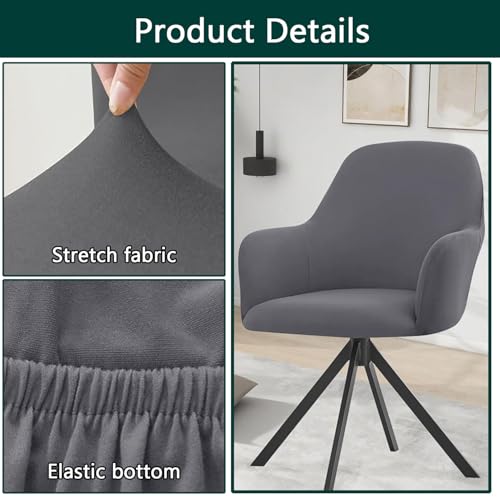 Housses de chaise imperméables anti-taches pour dossiers incurvés gris - 5
