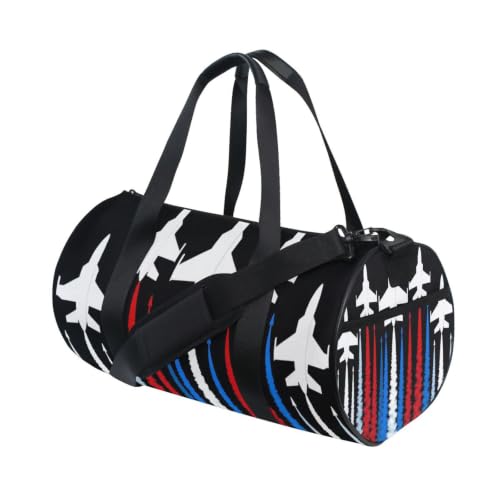 Bolsa de gimnasio ligera con bolsillo interior y estampado de aviones de EE. UU. 3