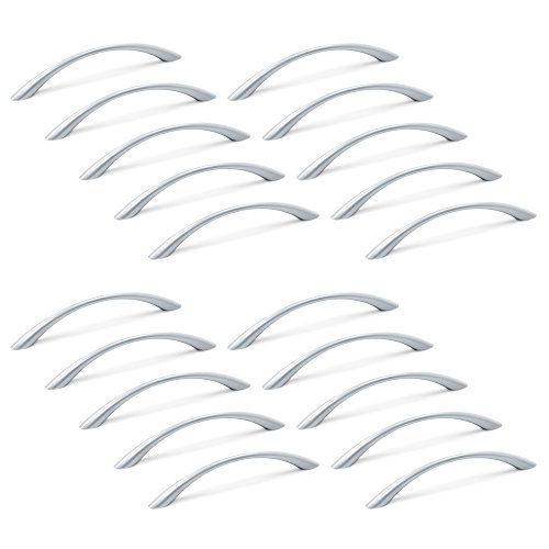 Emuca 9160925 Poignée pour meuble, CC 128mm, zamak, gris métallisé, Set de 20 pièces