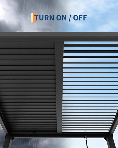 Image of 10X10 FT Louvered Pergola with Adjustable Roof, Integrated Drainage System, Easy Installation, Outdoor Pergola for Backyard, Garden, Poolside, Hardtop Gazebo