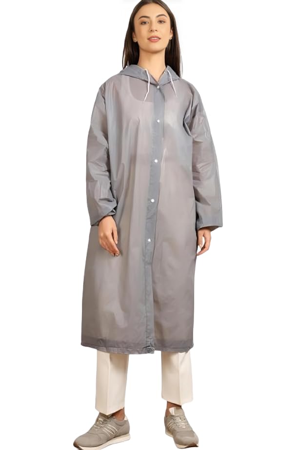 Image of Unisex Hooded Raincoat, Waterproof Long Rain Jacket, Multiple Colours, Reusable