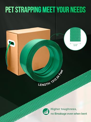 banding strapping kit heavy duty pallet packaging kit with gt1500lbs 5834 x 130039 pet strapping roll 300 metal seals 100 corner protectors strapping tensioner banding sealer tool