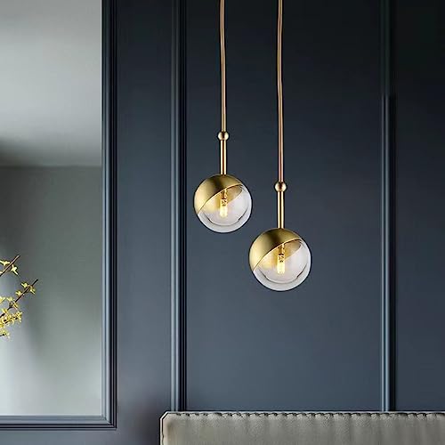Lámpara colgante de globo de cristal dorado de 3 a 5 luces LED para comedor