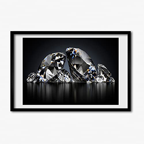 Affiche de diamants avec cadre 60x40 cm pour illuminer votre salon moderne - Tableau Tulup