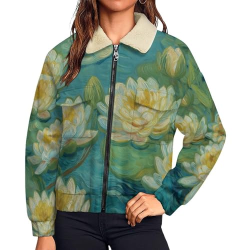 Blouson sweat grandes tailles étang de nénuphars contre le froid