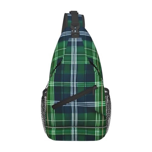 Mochila bandolera estampada tartán escocés azul