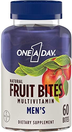 ONE A DAY Men’s Natural Fruit Bites Multivitamin with Immune Health Support, Apple,Liquids, 60 Count