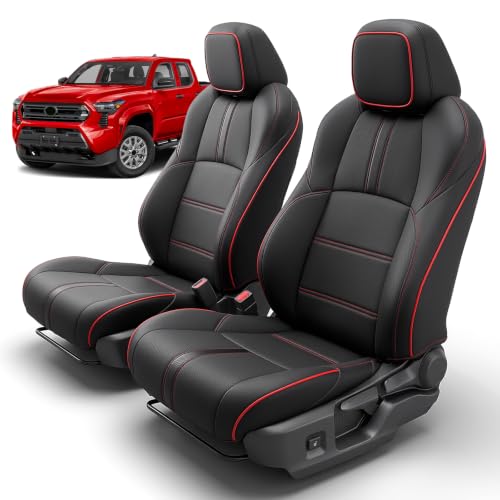 DiffCar® for Toyota Tacoma Seat Covers 2024 2025 2026 Double Cab, Black/Red