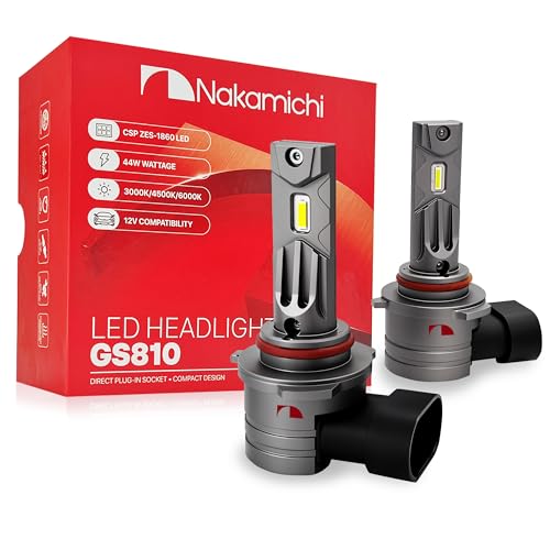 Image of Nakamichi GS810 Series 9005 9006 LED Headlight Foglight Light Bulbs for Replacement, 12,000 Lumens 44W Per Set, Cool White, Plug and Play, 1:1 Beam, Pack of 2, 4300K, 9005 9006 (HB3 HB4)