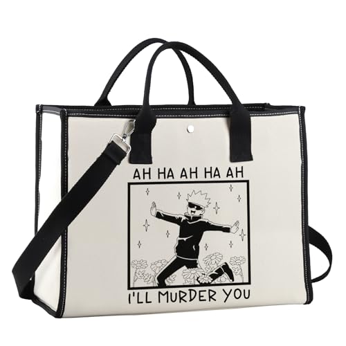Bolso tote inspirado en JJK (Jujutsu Kaisen), regalo para fans del manga y anime, con frase 'I'll Murder You' miniatura 1