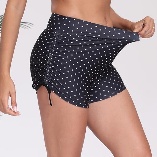Shorts de surf con fruncido lateral ajustable y cobertura total boyleg para mujer 2