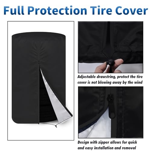 Image of KALINCO Tire Cover, Waterproof Tire Storage Bag, Dust-Proof Seasonal Tire Cover, Universal Spare Tire Storage Cover, Fits up to Diameter 25 inch Tires, 2 Pack