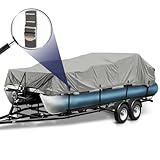 Zenicham 1200D Metal Buckle Heavy Duty Pontoon Boat Cover, Waterproof Elastic Pontoon Boat Cover...