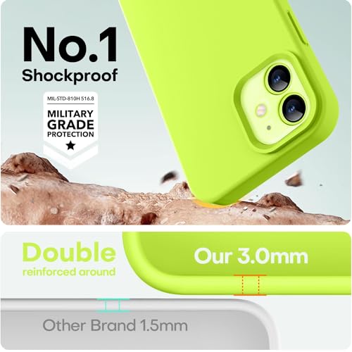 Image of LOVE 3000 Designed for iPhone 12 Case /iPhone 12 Pro Case, Premium Silicone with [Soft Anti-Scratch Microfiber Lining] Shockproof Protective Phone Case for Men Women Girls 6.1 inch, Fluorescent Green