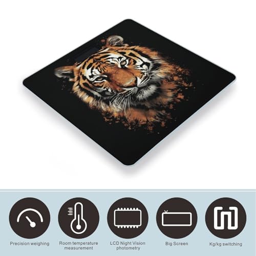 Báscula digital de vidrio templado con diseño Tiger Head miniatura 3