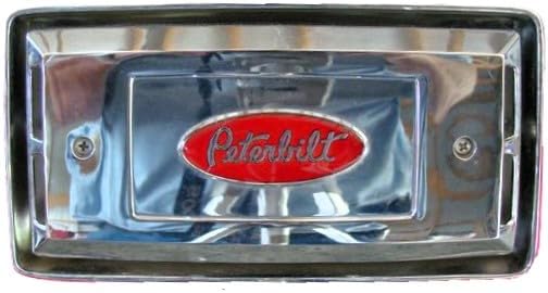 Peterbilt OEM Chrome Air Horn Cover with Red Logo, Rectangular Design, Fits Peterbilt Air Horns