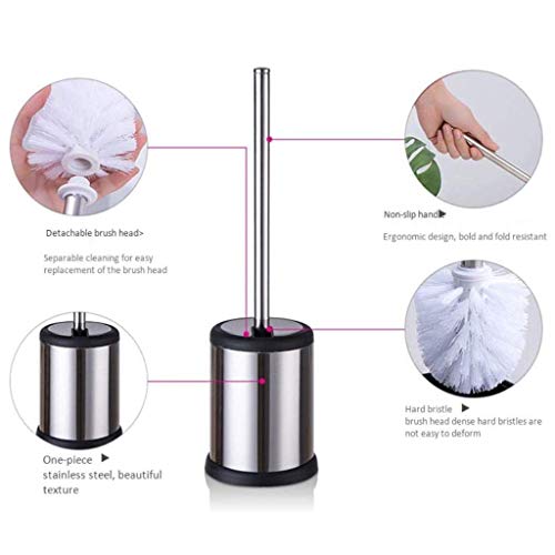 Brosse WC et support avec long manche inox 304 et base stable