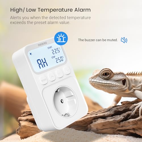 Inkbird ITC-C216T Thermostat Steckdose, Temperaturregler mit Fühler, Temperaturregler mit Timer Heizung Kühlung LCD Bildschirm, für Kühlschrank, Reptil