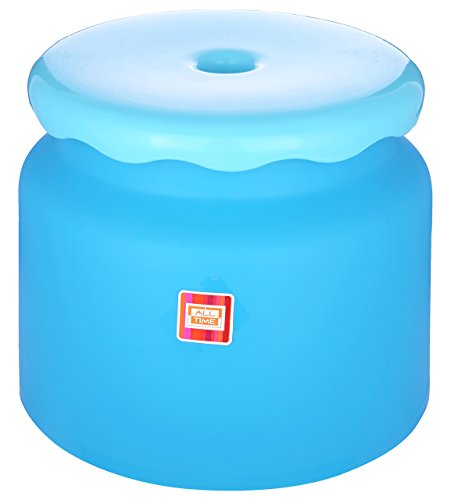 Image of All Time Frosty Plastic Bathroom Stool - 26.4 cm x 26.4 cm x 21.3 cm, Blue