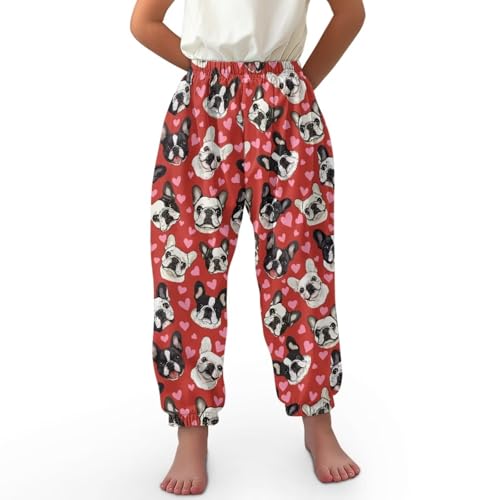 ORGYPET Dog Red Baggy Sweatpants for Girls Sweatpants for Teen Girls Elastic Strap Boys Lantern Trousers Trousers for Girls Winter Fall Spring Wear, M