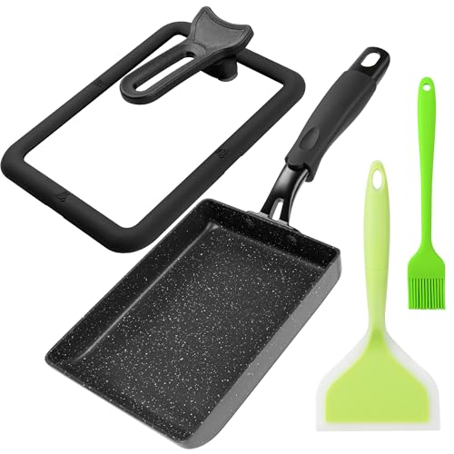 MyLifeUNIT Tamagoyaki Pan with Lid Japanese Omelette Pan for Gas Stove & Electric Stove Nonstick Square Egg Pan Skillet 7.3 x 5.3