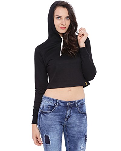 Image of PINACOLADA Women Black Crop Hoodie