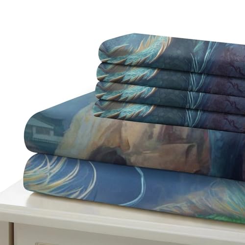 Housse de couette dragon avec fermeture éclair parure de lit microfibre