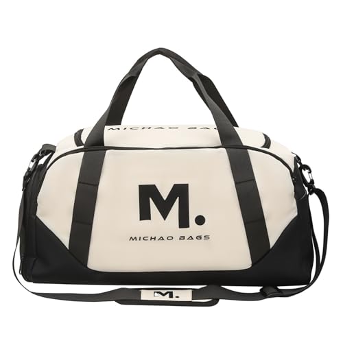 Sports Duffel Gym Bag Wet And Dry Dual Use Outdoor Camping Hiking Portable Travel Portable Handbag(White)