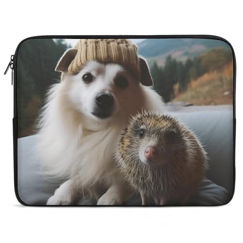 Funda para portátil 15 pulgadas diseño erizo y perro