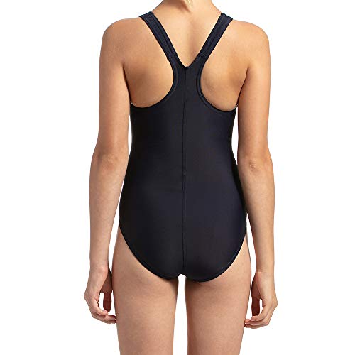 Image of Speedo Girl's Endurance 10 High Chlorine Resistant UPF 40+ Sun Protection Lycra Racerback Swimwear - True Navy & Green Glow