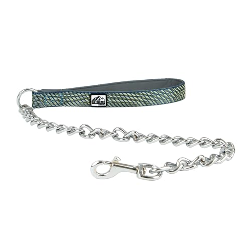 Ancol Extreme+ - Guinzaglio per cani extra resistente, anti morso, accessorio cromato per cuccioli con manico imbottito in neoprene, 80 cm