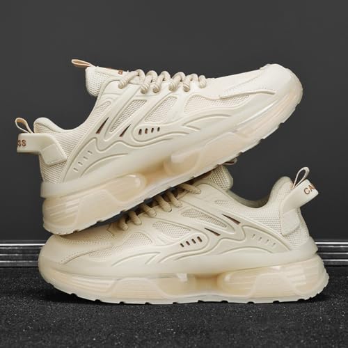Image of Men's Chunky Sneakers: Mesh Breathable Upper, Air Cushion Sole, Sleek Structural Detailing-Trendy Casual Style for Daily Wear, Street Outfits & Urban Fashion Ensembles