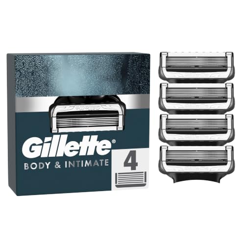 Gillette Body & Intimate Rasierklingen, 4 Original Ersatzklingen, Schwarz – Ansicht 1