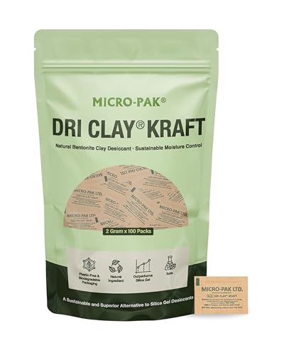 Micro-Pak Dri Clay Kraft, Moisture Absorption Desiccant Packs, 2gx100pcs