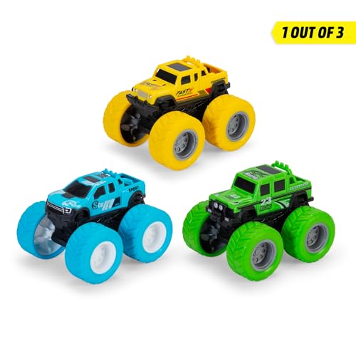 Dickie Toys - Monster Truck (1 Auto) - kleines Spielzeugauto für Kinder ab 3 Jahre mit Friktionsantrieb und Gummireifen, zufällige Auswahl aus 3 Farben, je 8,5 cm
