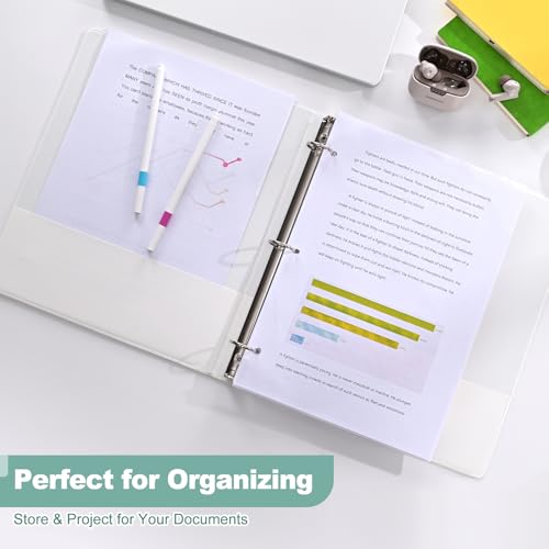 SUIN 1-Inch 3-Ring-Binder, Customizable Clear View Cover, for US Letter Size 8-1/2 x 11\'\', Perfect for Office/School (White - 12 Packs)