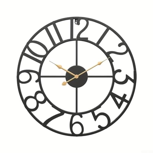 HpLive Reloj de pared de metal vintage de 34 cm/40 cm para exteriores, resistente a la intemperie, para jardín, terraza, piscina, cocina, salón, casa de campo (34 cm B)