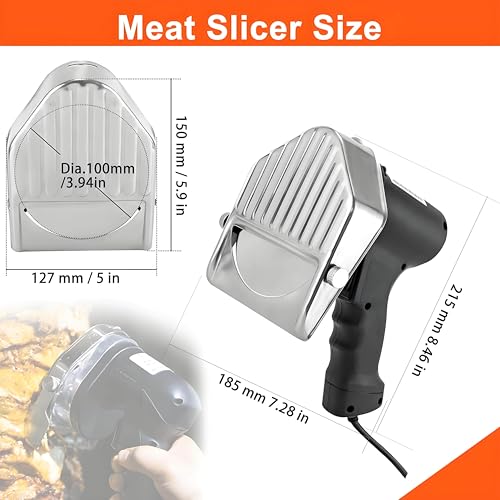 PioMue Handheld Electric Kebab Meat Slicer, Kebab Slicer Cutter Professional Electric Kebab Knife,80W, 2 Blades, for Lamb, Pork and Chicken Wired - Image 2