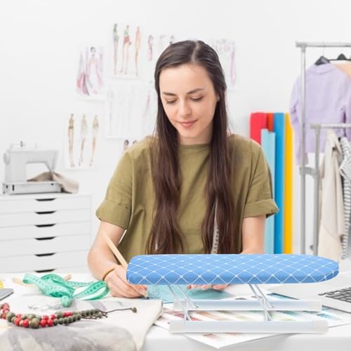 Holibanna Mini Ironing Board Foldable Small Iron Board Tabletop Ironing Board Folding Ironing Board with Fixed Sleeve for Sewing Sky-Blue