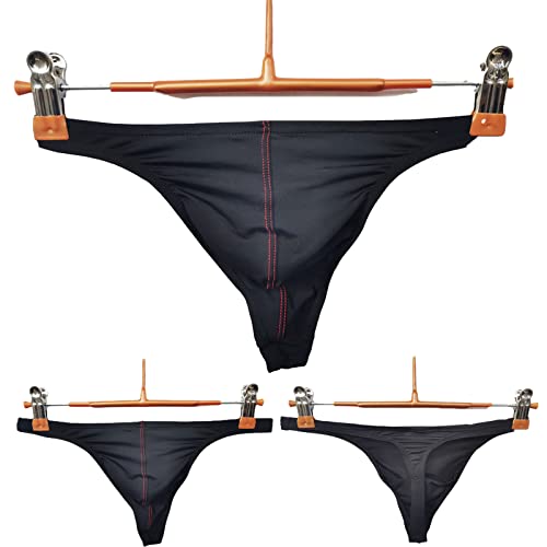 Faringoto Roupa íntima masculina transparente, calcinha fio dental, Preto, P