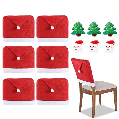 Yakimz Weihnachten Stuhlhussen, 6er Set Weihnachtsdeko Stuhl Bezüge...