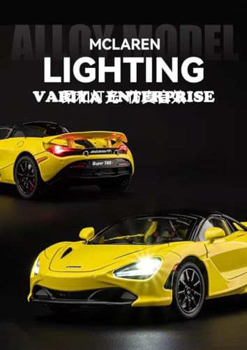 Image of 1:24 Scale Big Size McLAREN 720s Multicolor Toy Car | Metal Pullback Diecast Car for Kids with Openable Doors, Sound, Light Effects Toy for Car (Color As Per Available)