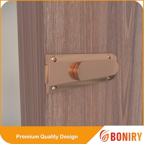 Image of Boniry Door Latch Lock | Solid Metal Door Stopper for Bathroom, Home, Office | Easy Install, Smooth Sliding, Heavy Duty Latch (1, Rose Gold)