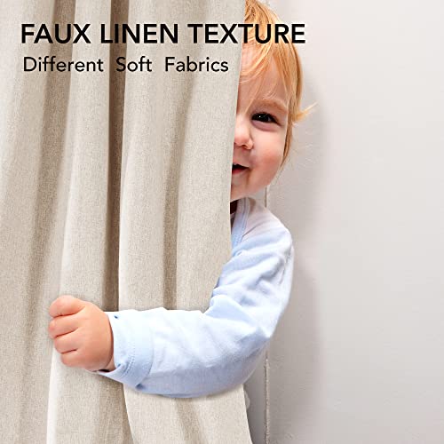 Deconovo 100% Blackout Curtains Faux Linen Thermal Insulated Eyelet Curtains for Bedroom W46 x L54 Inch Pale Khaki One Pair - Image 6