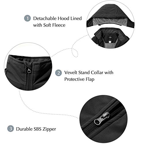 Zshow Girls' Snowboard Jacket Waterproof Raincoat Fleece Lined Mountain Ski Coat (Black,10-12) #TOP5