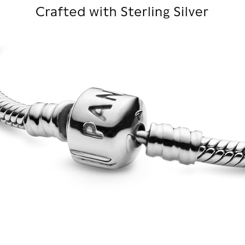 PANDORA Moments Barrel Clasp Snake Chain Bracelet - Silver Bracelet for Women - Gift for Her - Sterling Silver - With Gift Box - 6.7"4